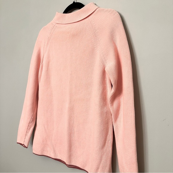 Talbots 100% Pima Cotton Cowl Neck Sweater Pink Ribbed & Knit Size Small - Picture 8 of 10